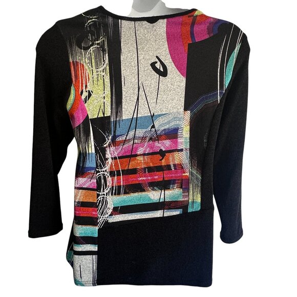 Michael Tyler Geometric Print Artsy Lagenlook Mixed Textiles Tunic Blouse Sz XL - Picture 5 of 11